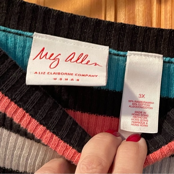 Super Cute Meg Allen Striped Sweater, Size 3X - Picture 3 of 7